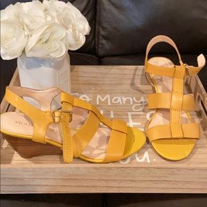 Franco Sarto mustard yellow wedges